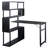 Home Office Computer Desk L-Shaped Corner Table, Rotating Computer Table with 5-Tier Bookshelf, Four Installation Methods, Lockable Casters (Black)-966394511