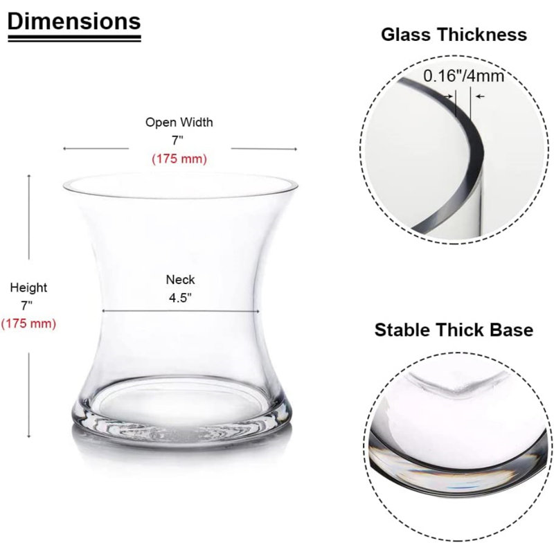 Vase de table en verre Natiha, H 7 po x l 7 po x P 7 po