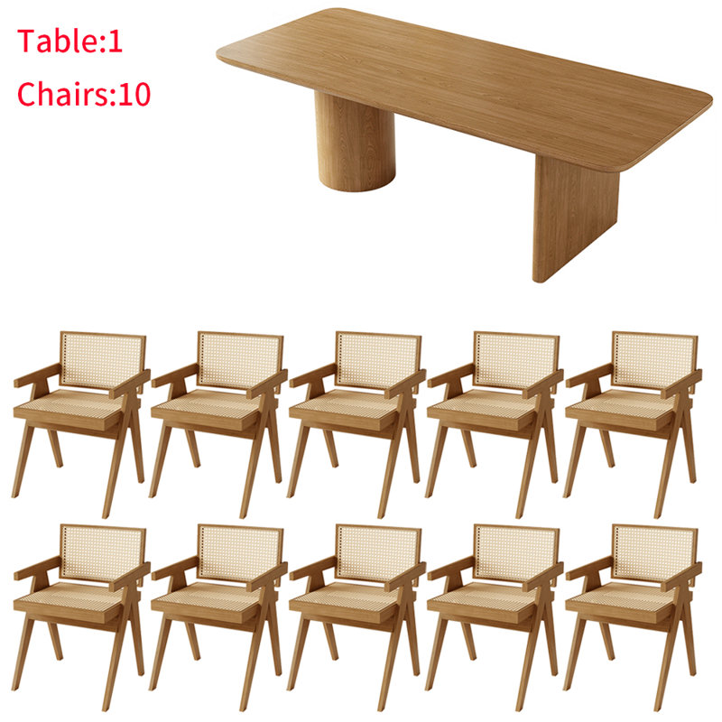 Japanese solid wood rectangular dining table set