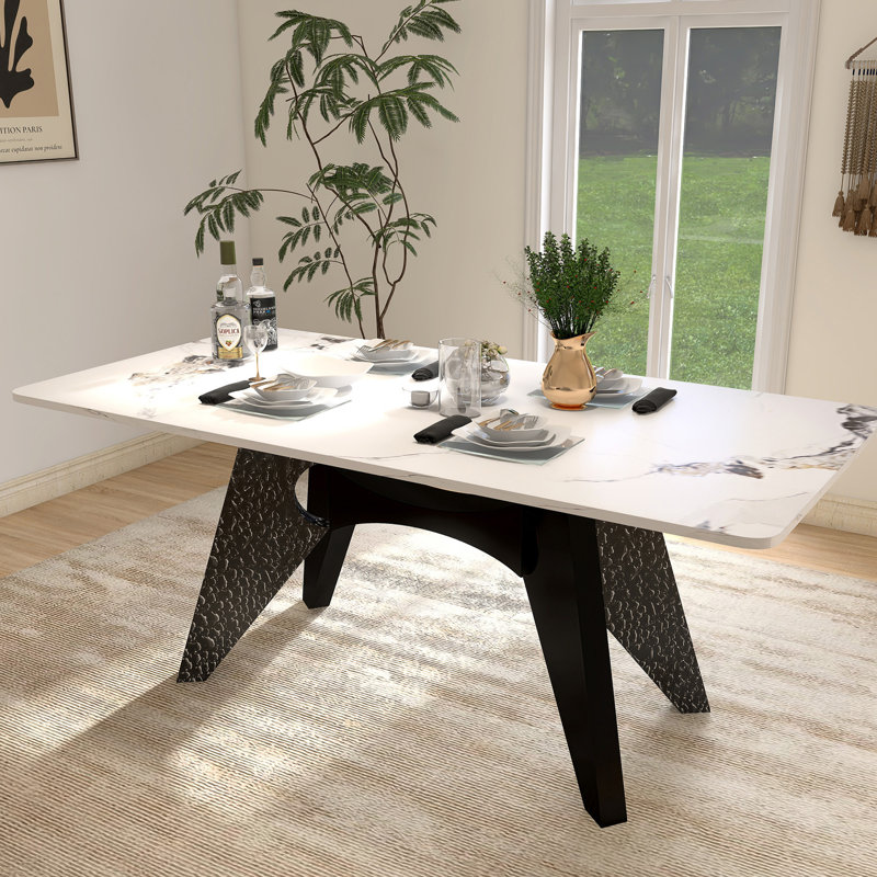 Table de salle à manger en marbre pour la cuisine, H 29,92 po x L 79 po x l 35,4 po