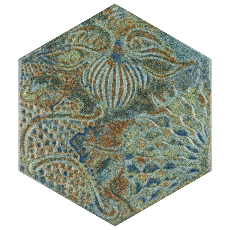 Gaudi Lux Hex 9" x 10" Porcelain Patterned Wall & Floor Tile, Ocean