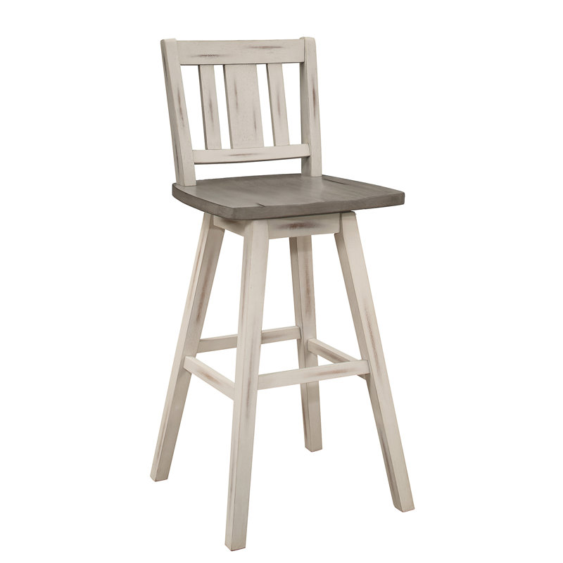 Chaise à hauteur de comptoir à lattes Killion (ensemble de 2), Blanc, H 42,5 po x l 18 po x P 18 po