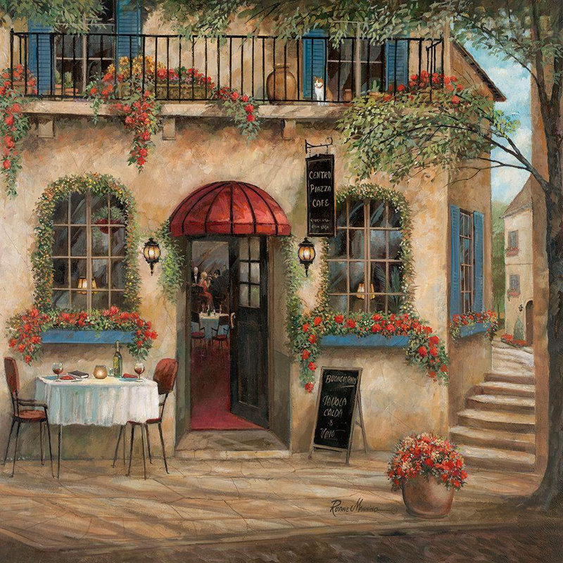 «Red Barrel Studio® Manning, Ruane», reproduction d'art sur toile sous le titre: Centro Piazza Cafe