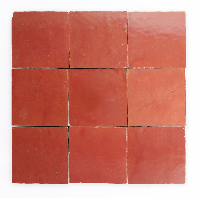 Carreau de céramique 4 po x 4 po Moroccan Zellige, Coquelicot