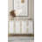 Modern Console Table with Numerous Shelves, White & Gold, 100% Melamine Coated Particle Board, Thickness: 0.7 inches | Wall-Mountable, Stylish Design for Entryway & Living Room Decor-1921474929