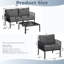 Ensemble de canapé d'extérieur 4 pièces avec table basse en verre, ensemble de conversation pour patio avec causeuse et chaises-1424400068-1424400071