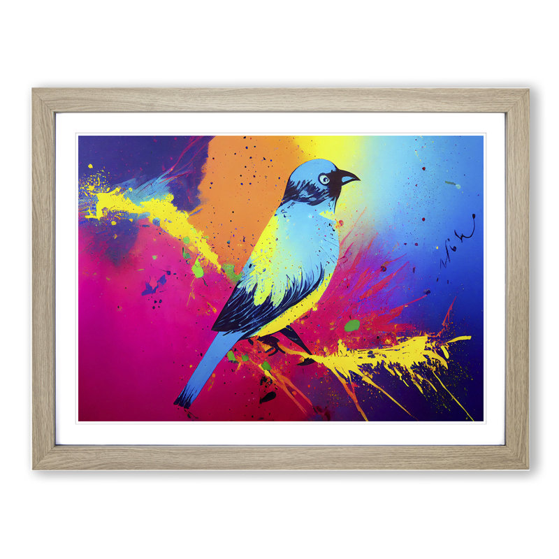 Bird Splash Vol.5 Abstract - Framed Print, 46cm H x 64cm W x 2cm D, Oak