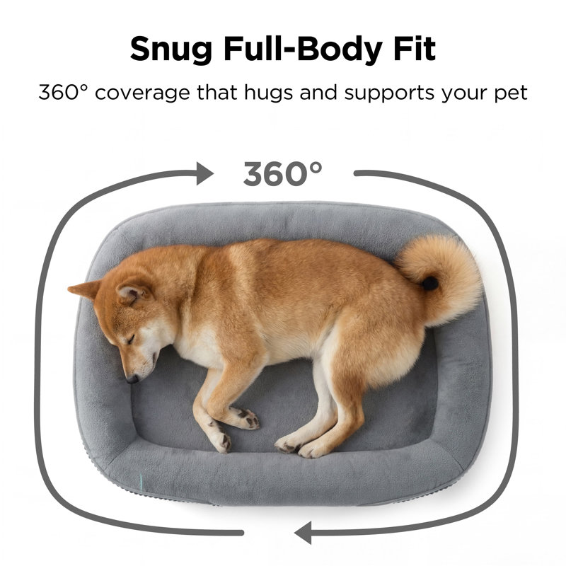 Lit orthopédique pour chien de taille moyenne, avec traversin ovale avec housse en molleton doux imperméable et lavable