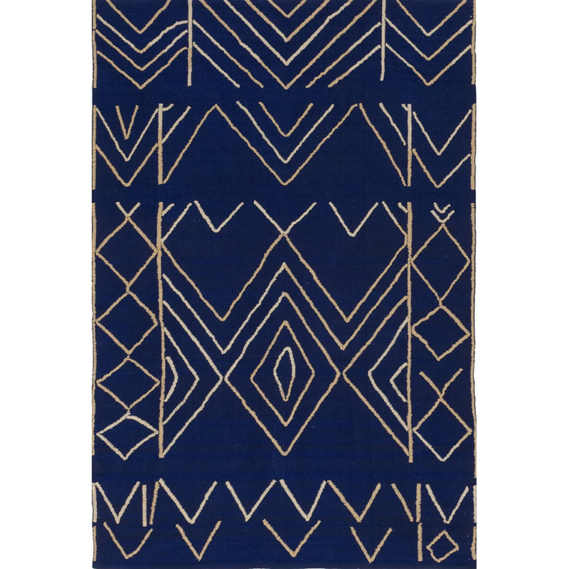 Tapis bleu foncé handwoven à tissage plat
