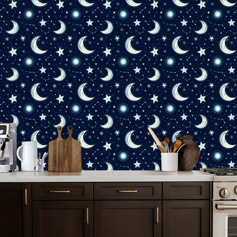 Papier peint auto-adhésif Celestial Night Moons Stars Constellations Cosmic