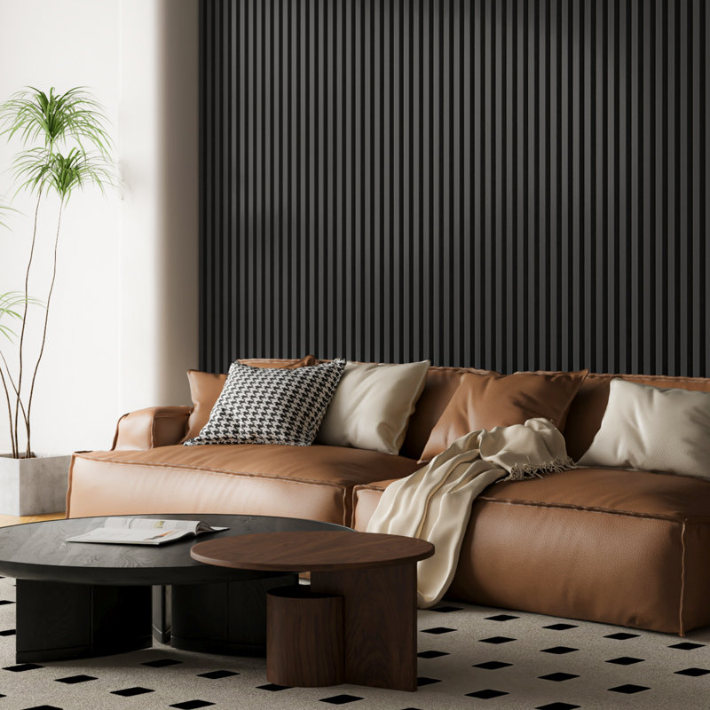 2Pcs 16''x104'' Wood Look Acoustic Wall Paneling,3D Sound proof Slat Wall Panels for Interior Wall Decor（23 sq.ft./Case）