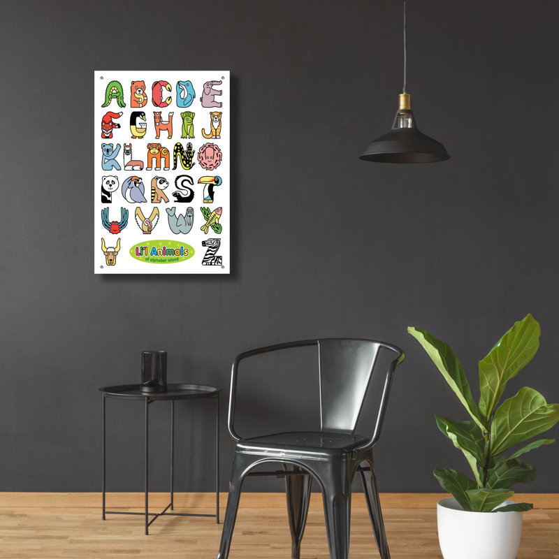«Li'l Animals of Alphabet Island» par Ron Magnes, art en verre acrylique Wal, H 36 po x l 24 po x P 0,2 po