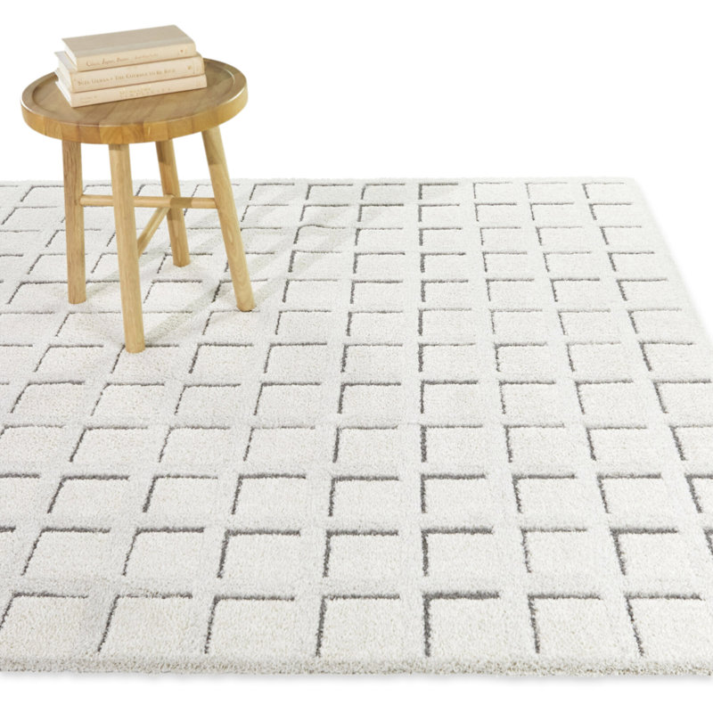 Tapis géométrique tissé à la machine rectangulaire en polyester tissé à la machine Sharnie, Rectangle 5 pi 3 po x 7 pi