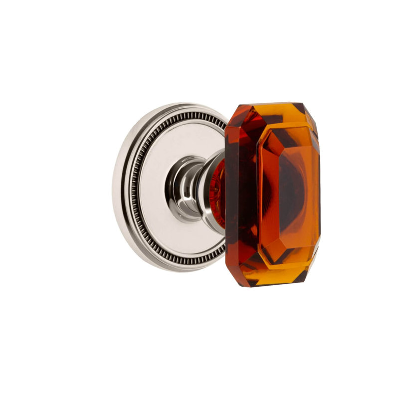Grandeur Soleil Rosette Single Dummy with Baguette Crystal Door Knob, Satin Nickel