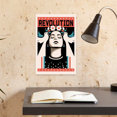 Revolutionary Peace Woman Elegant Modern Peaceful Bird Flower Portrait Wall Art Print 1 Piece Wrapped Canvas Wall Art
