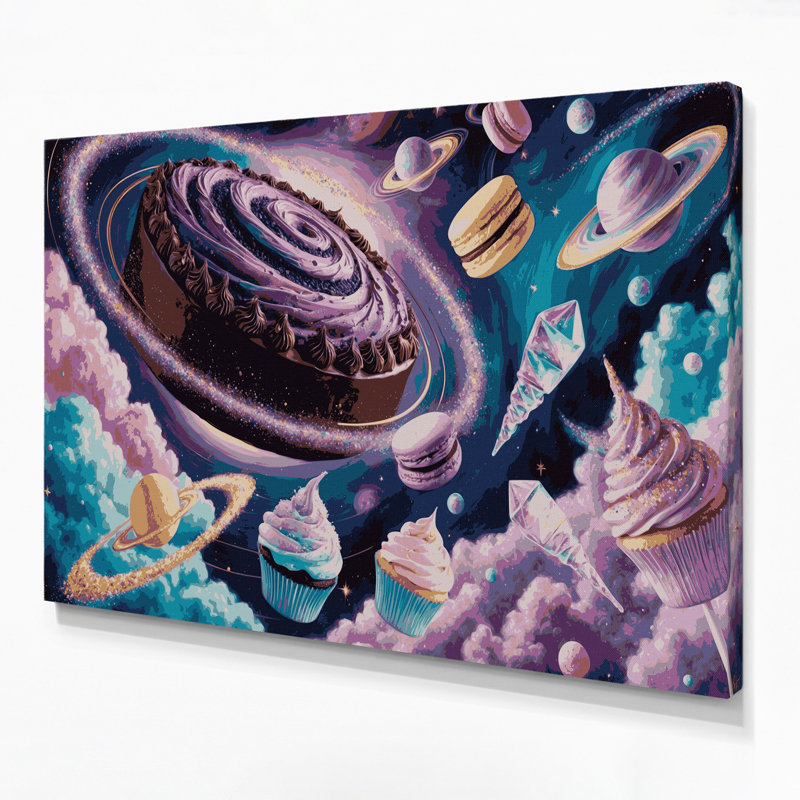 Desserts, galaxie, desserts, toile mauve, art mural, H 20 po x l 24 po