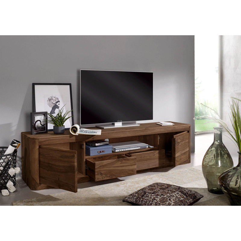 Toronto Unfinished TV Stand for TVs up to 88", Smoked Cherry