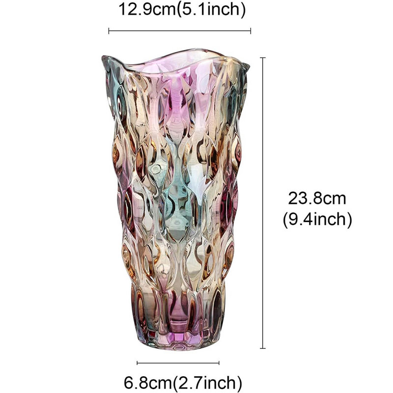 Glass Table Vase, Green/Pink