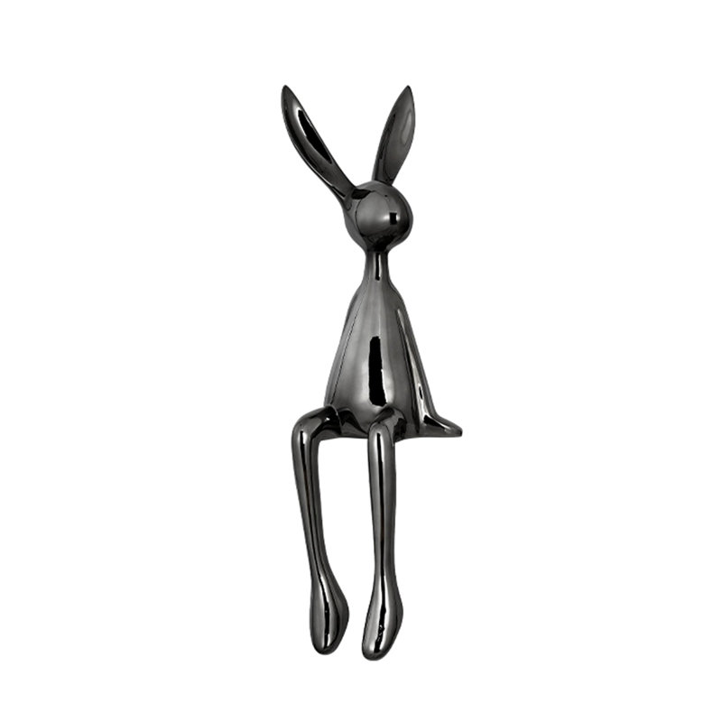 Pièce décorative en lapin de luxe en résine électrolytique, Noir