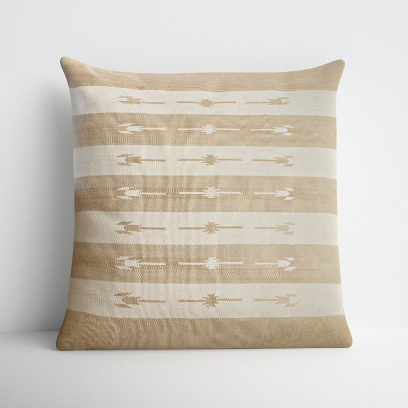 Estela 100% Cotton Throw Square Pillow, Taupe, Down