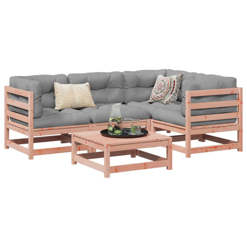 Brayden Studio 5 Piece Garden Sofa Set Impregnated Wood Pine, Grey, Brown