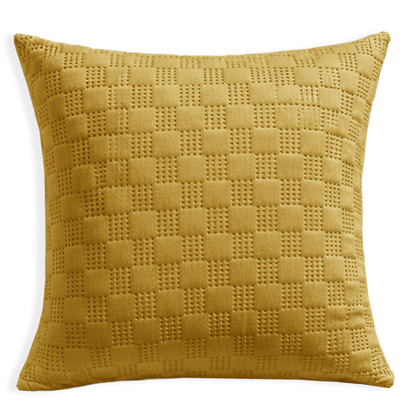 Aspire Homeware Embossed Square Velvet Cushion Covers, Pack of 2, OCHRE