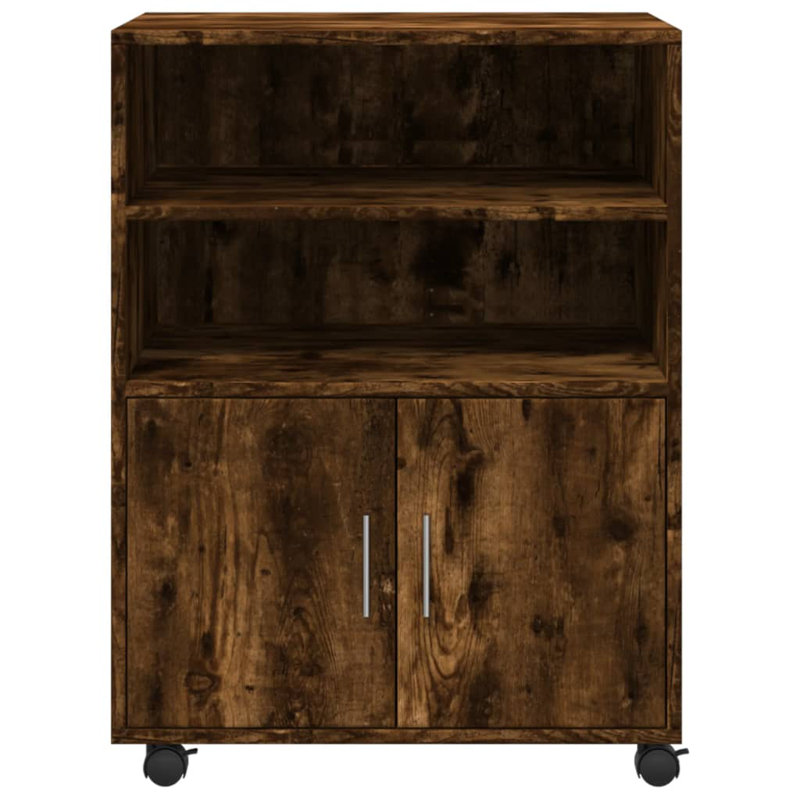 Rolling Cabinet Engineered Wood, Smoked Oak
