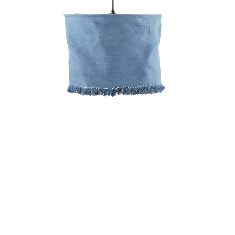 Abat-jour tambour en lin 18 po H (Uno), Bleu