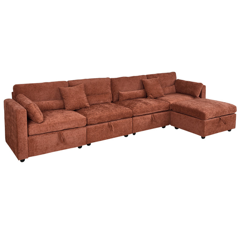 Canapé, Chenille brun, H 36,61 po x l 145,67 po x P 33,86 po