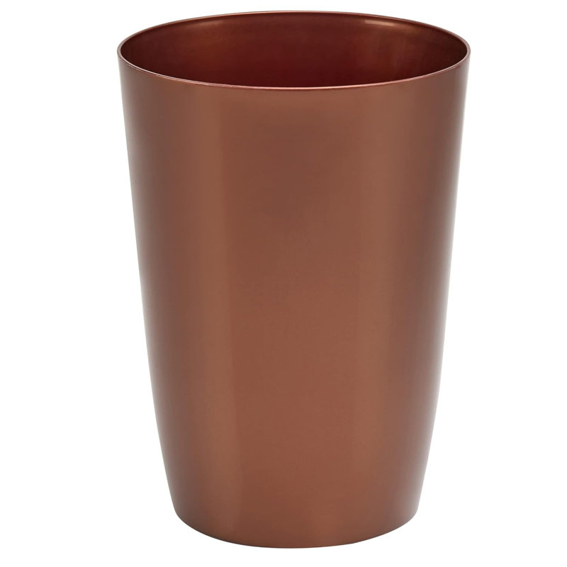Compact Copper Plastic Bathroom Trash Can with Open Top