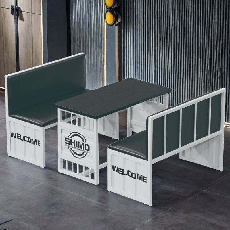 Combinaison de table et de chaises de style industriel, Blanc