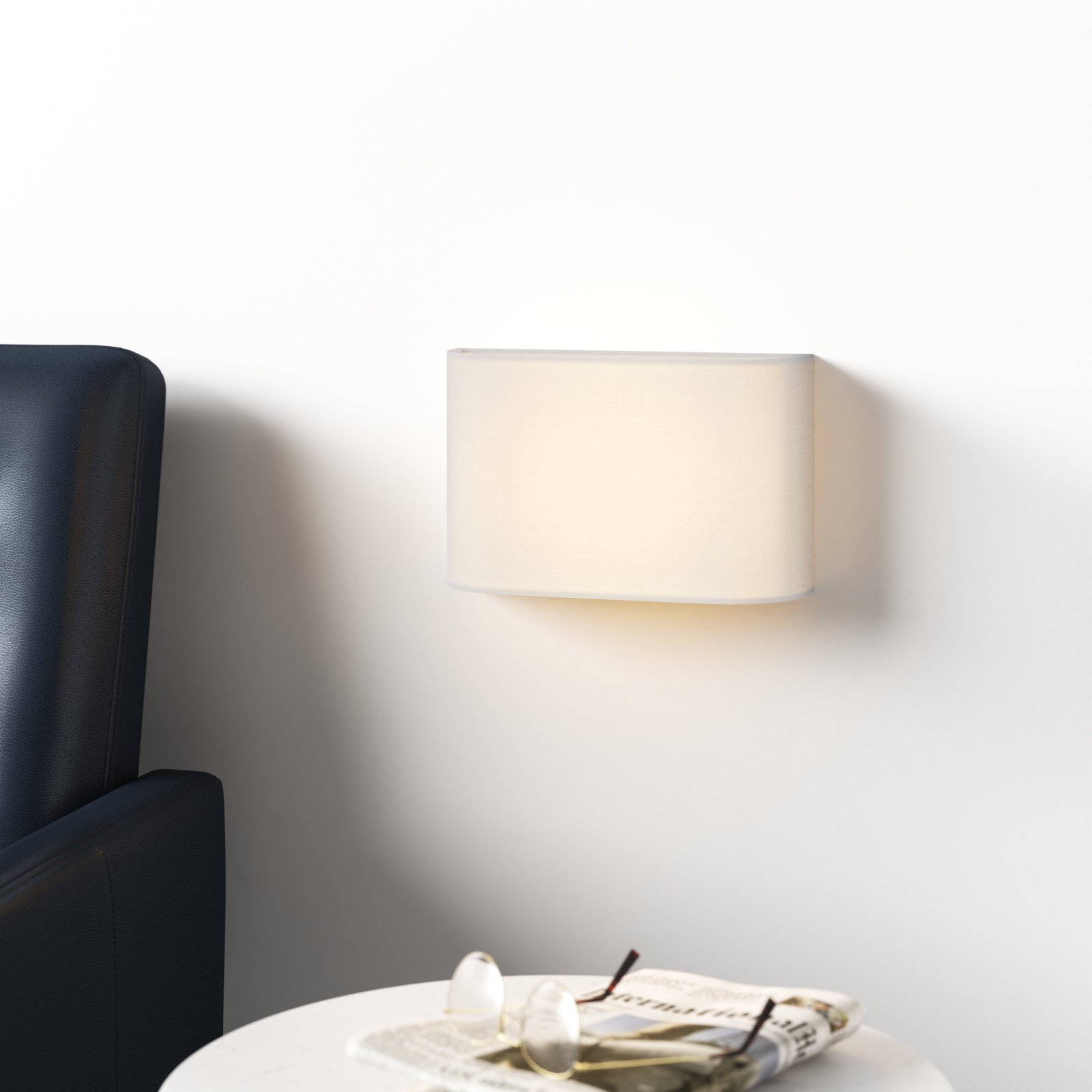 Tosha Single Light Steel Dimmable LED Flush Mounted Sconce, White Linen