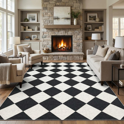 Tapis lavable pour salon, tapis antidérapant, tapis rétro pour salon, chambre à coucher, salle à manger