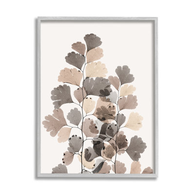 " Modern Ginkgo Leaf Arrangement Translucent Brown Grey Leaves " by Albert Koetsier