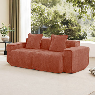Causeuse en velours avec deux coussins