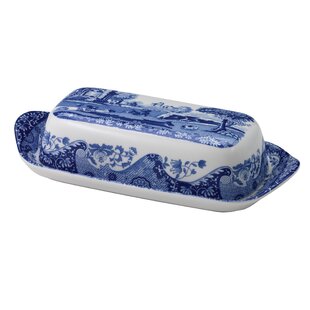 Spode Blue Italian Covered Butter Dish 8X4"
