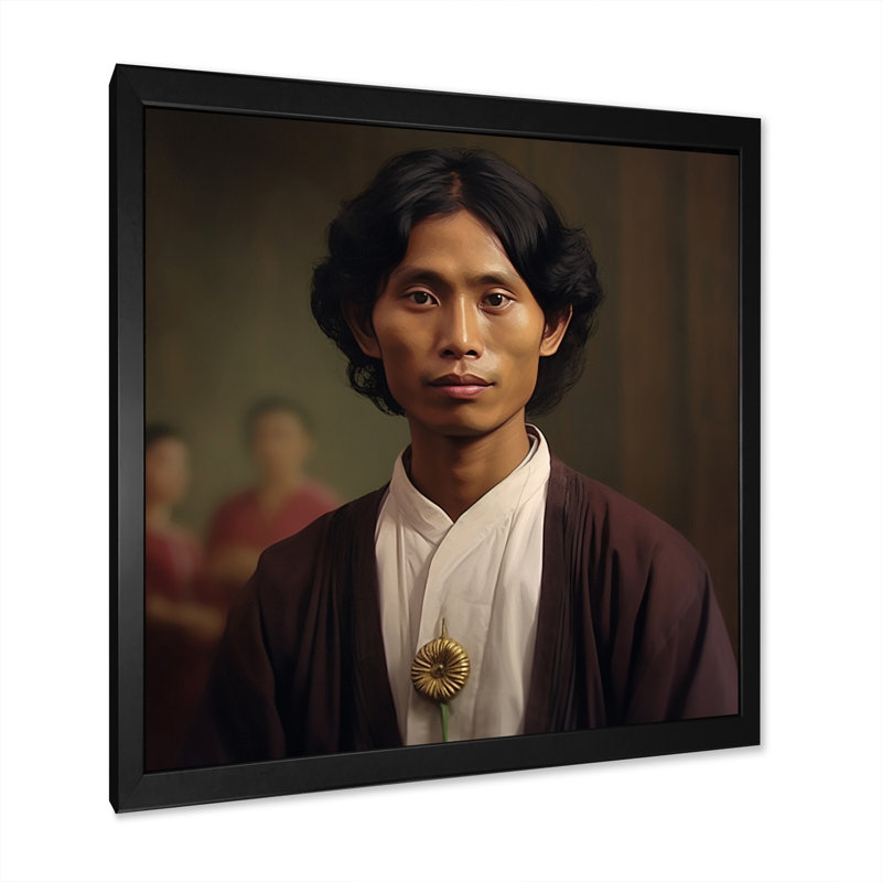 Portrait d'un jeune Indien noble, Cadre simple noir, H 16 po x l 16 po x P 1 po
