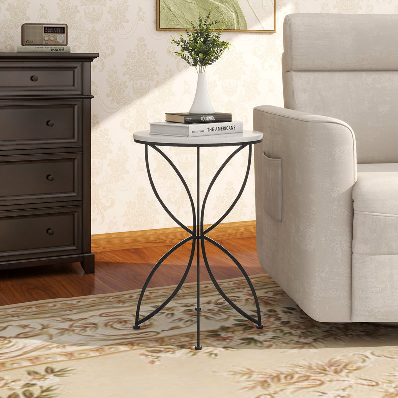 Crosley Stone Top End Table, Black