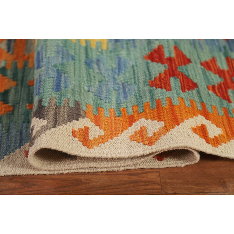 Tapis réversible en laine coloré 10 x 13 Kilim