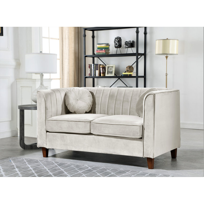 Burley 55'' Velvet Loveseat, Gray Velvet