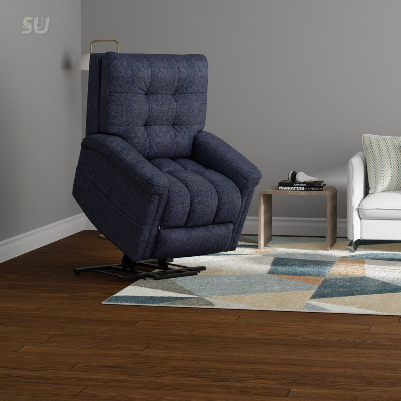 Velour Power Lift Chair In Lugano Indigo, Soft And Supportive For Ultimate Relaxation And Comfort, Recliner