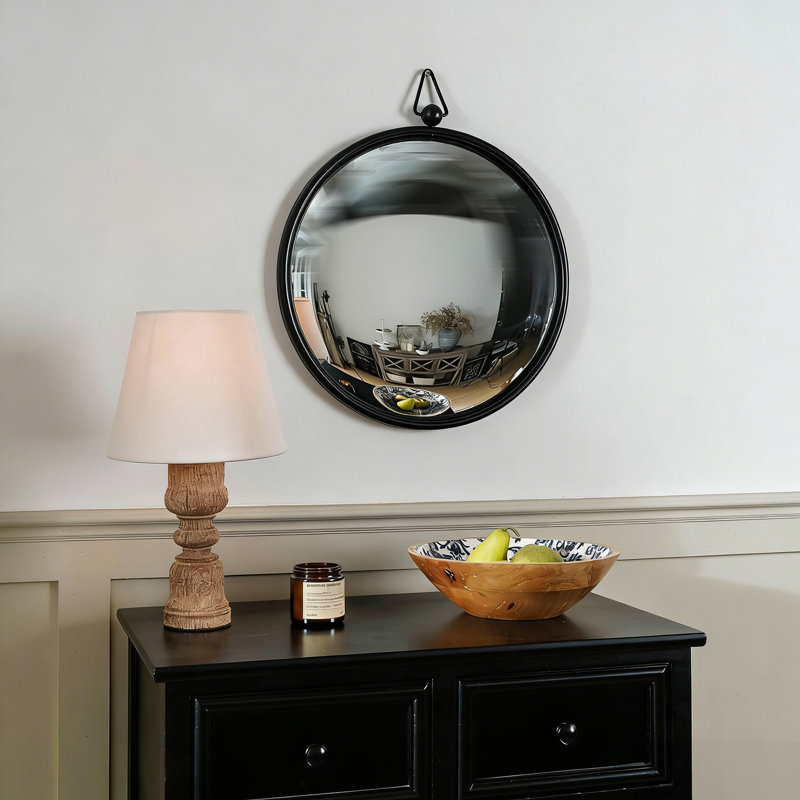 Miroir décoratif décoratif décoratif rond en métal avec boucle supérieure