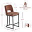 Ensemble de 6 tabourets de bar modernes rembourrés à hauteur de comptoir en chenille avec dossier ouvert et base en métal noir mat pour îlot de cuisine, salle à manger-804814130-804814131