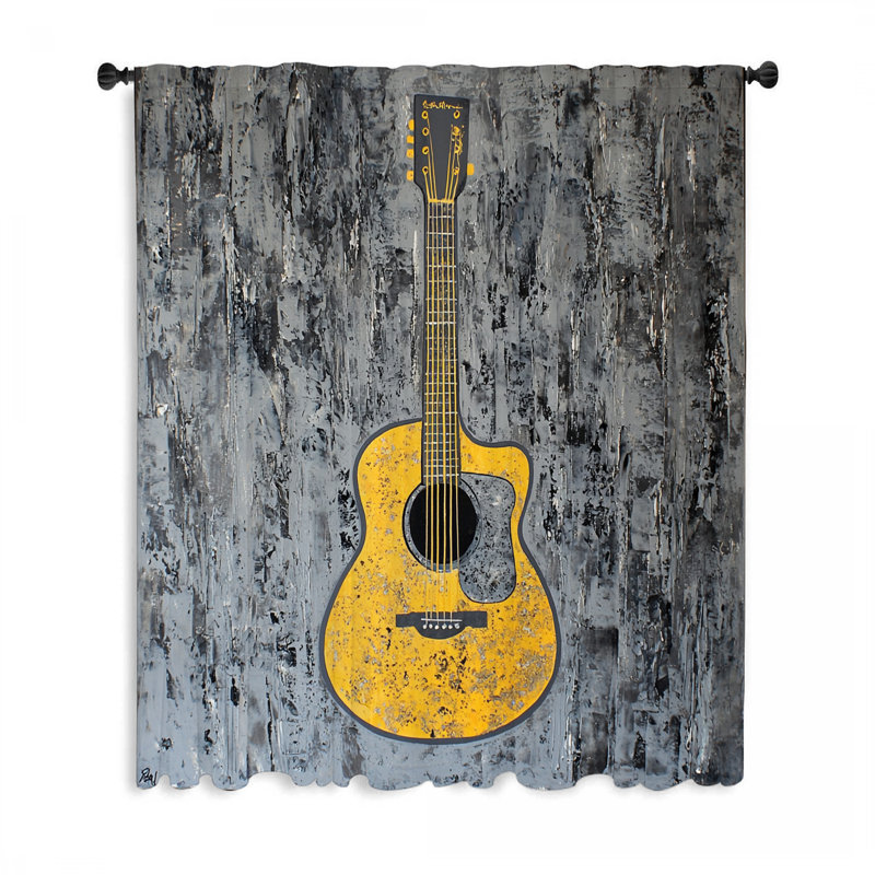 Rideaux de fenêtre de guitare, rideaux occultant et rideaux de guitare - 1 panneau, L 50 po x L 84 po