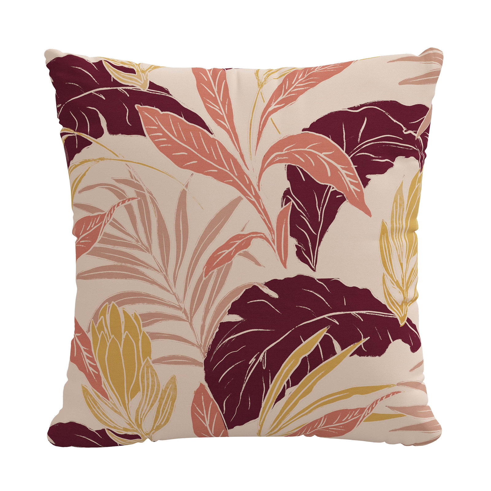 Floral Cotton Throw Pillow, Feathers, 20" x 20"