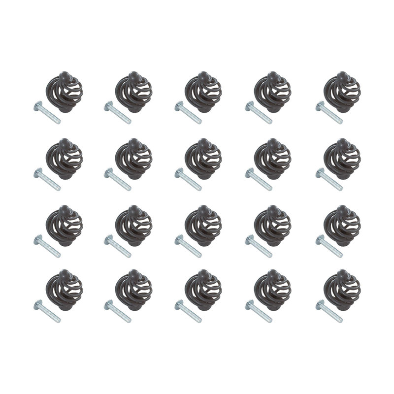 Outwater 20 Pack 1-3/8" Wide Cabinet Knobs  Modern Zinc Alloy Construction, Matte Black