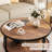 Round Coffee Table for Living Room Rustic Center Table with Storage Shelf Wood Circle Coffee Table with Sturdy Metal Legs
