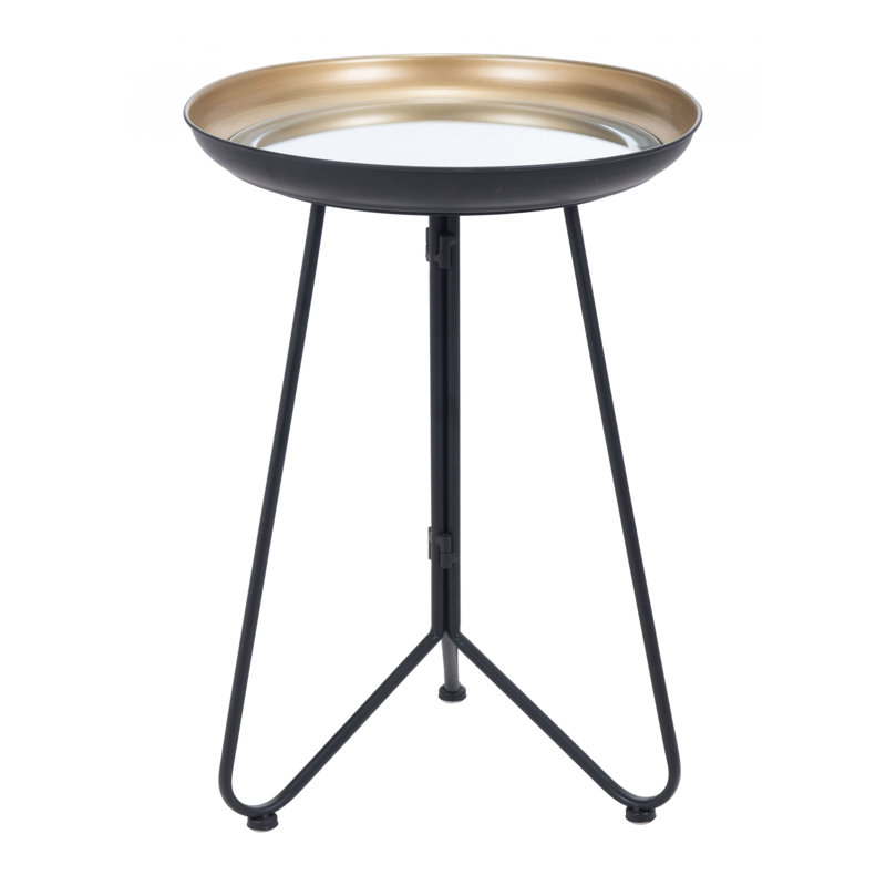 Table d'appoint en acier noir et or