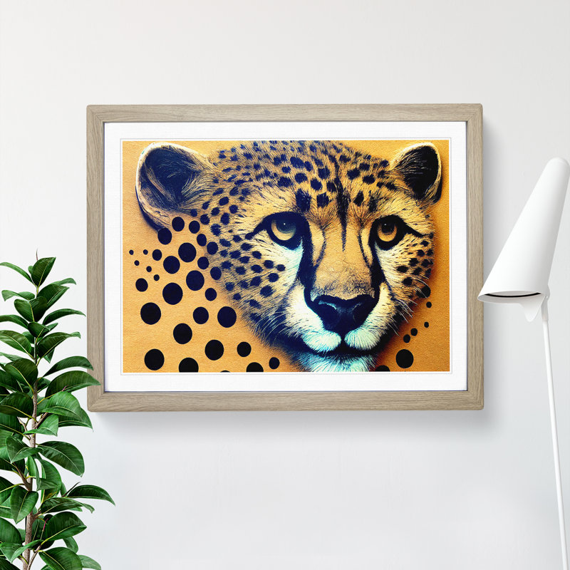 Blooming Cheetah - Framed Print, Oak, 25cm H x 34cm W x 2cm D