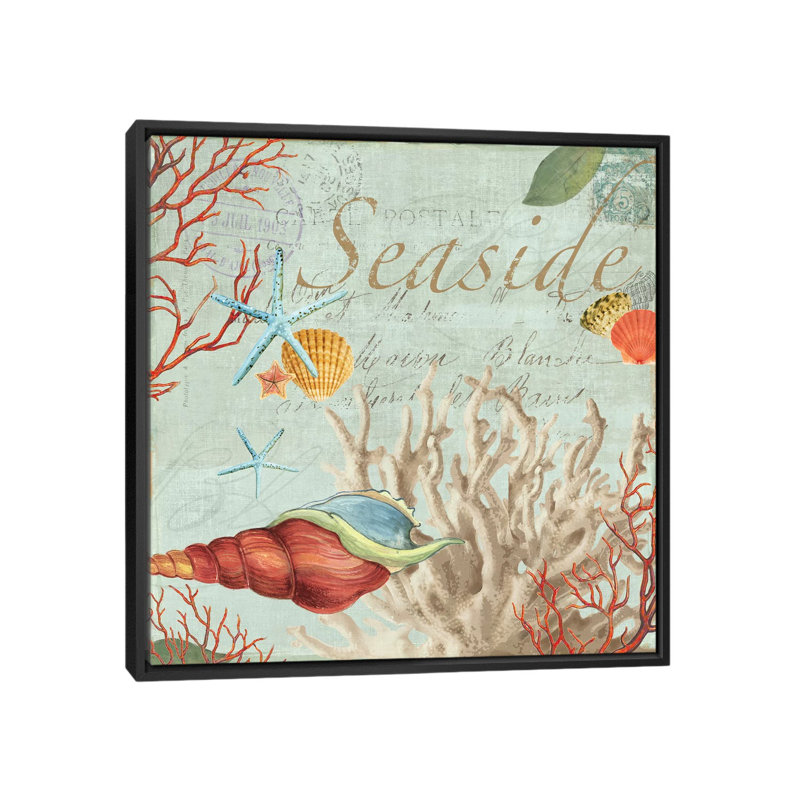Mer, H 18 po x l 18 po x P 1,5 po, Toile avec cadre noir, Pas de tapis